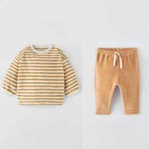 Zara Baby Terrycloth Mustard Stripe Set